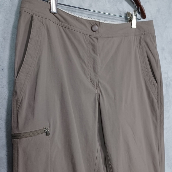 L.L.Bean Women's Nylon Hiking Pants 12 Taupe Adjustable Hem Cozy Outdoor Travel - Picture 3 of 11